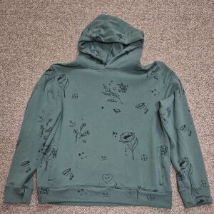 Abercrombie & Fitch NY Y2K Olive Green Graphic Hoodie Size XL